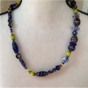 Blue and Yellow Beaded 24” Necklace